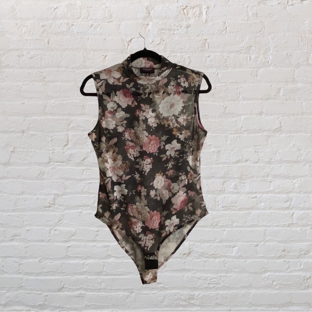 34. COTTON CANDY COUTURE Sheer Black Floral Bodysuit - Ladies Size XL